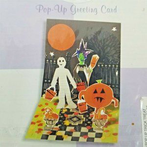 Happy Halloween Greeting Card 3D Pop Up Treasures Tricks or Treats Witch Mummy